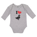 Long Sleeve Bodysuit Baby I Love Silhouette Duck Aquatic Bird Boy & Girl Clothes