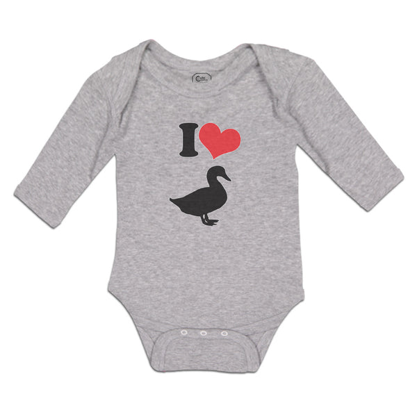 Long Sleeve Bodysuit Baby I Love Silhouette Duck Aquatic Bird Boy & Girl Clothes