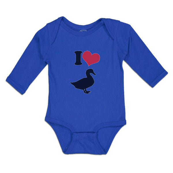 Long Sleeve Bodysuit Baby I Love Silhouette Duck Aquatic Bird Boy & Girl Clothes