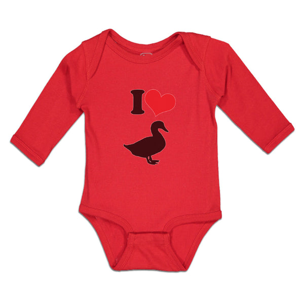 Long Sleeve Bodysuit Baby I Love Silhouette Duck Aquatic Bird Boy & Girl Clothes