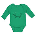 Long Sleeve Bodysuit Baby Pig Domestic Animal Mammal with Flat Snout Cotton