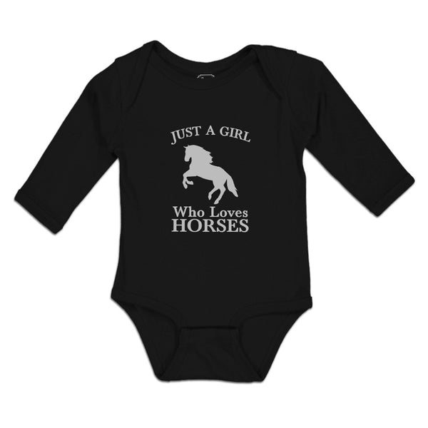 Long Sleeve Bodysuit Baby Just A Girl Who Loves Horses Silhouette Cotton