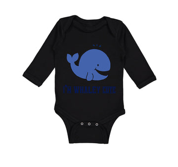 Long Sleeve Bodysuit Baby Blue Whale Saying I'M Whaley Cute Ocean Sea Life