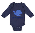 Long Sleeve Bodysuit Baby Blue Whale Saying I'M Whaley Cute Ocean Sea Life