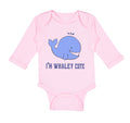 Long Sleeve Bodysuit Baby Blue Whale Saying I'M Whaley Cute Ocean Sea Life