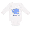 Long Sleeve Bodysuit Baby Blue Whale Saying I'M Whaley Cute Ocean Sea Life