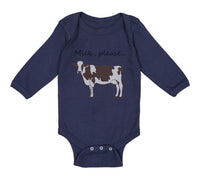Long Sleeve Bodysuit Baby Milk Please Cow Farm Boy & Girl Clothes Cotton