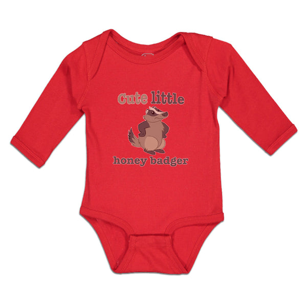 Long Sleeve Bodysuit Baby Cute Little Honey Badger Striped Forest Wildlife - Cute Rascals