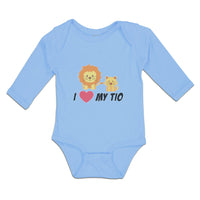 Long Sleeve Bodysuit Baby I Love My Tio Cute Funny Lions Sitting Cotton