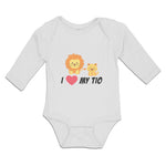 Long Sleeve Bodysuit Baby I Love My Tio Cute Funny Lions Sitting Cotton