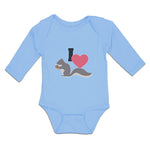 Long Sleeve Bodysuit Baby I Love Cute Squirrel Eating Acorn Wild Animal Cotton