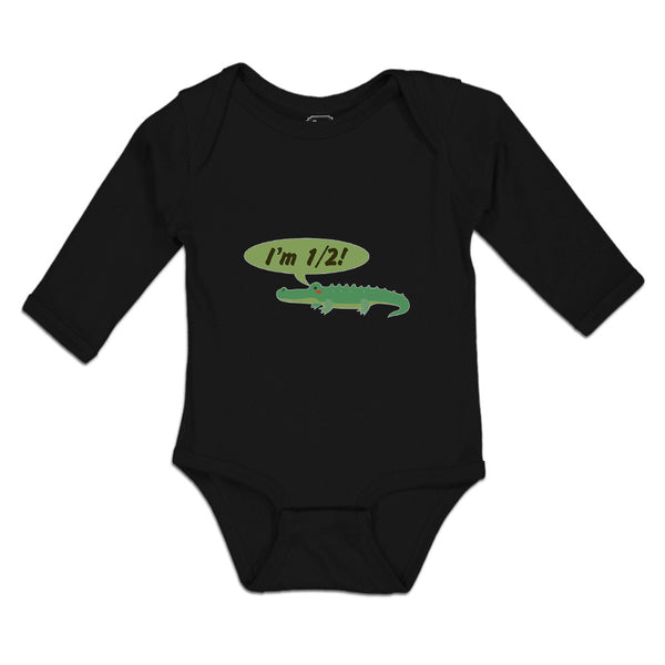 Long Sleeve Bodysuit Baby Green Animated Crocodile I'M 1 2! Age Cotton - Cute Rascals