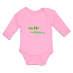 Long Sleeve Bodysuit Baby Green Animated Crocodile I'M 1 2! Age Cotton - Cute Rascals