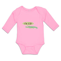 Long Sleeve Bodysuit Baby Green Animated Crocodile I'M 1 2! Age Cotton - Cute Rascals