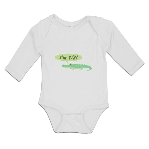 Long Sleeve Bodysuit Baby Green Animated Crocodile I'M 1 2! Age Cotton - Cute Rascals