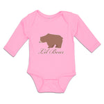 Long Sleeve Bodysuit Baby Lil Brown Bear's Side View Wild Animal Cotton