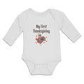 Long Sleeve Bodysuit Baby Thanksgiving Turkey Bird Pilgrim Hat Holds Cotton