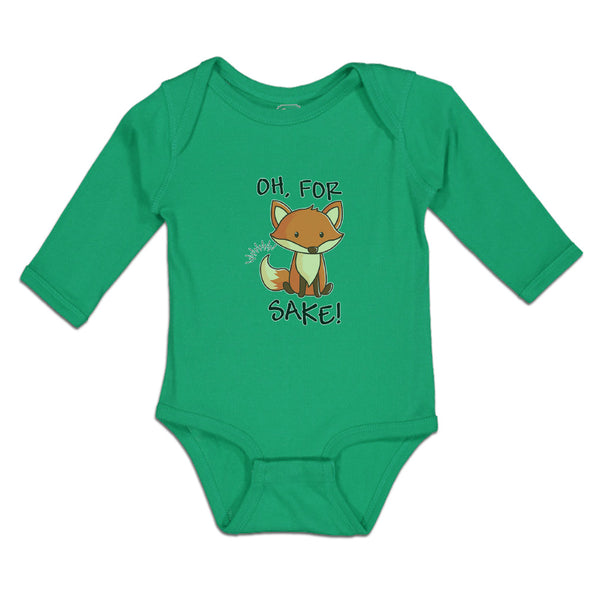 Long Sleeve Bodysuit Baby Oh, for Sake! Fox Sitting Silently and Watching Cotton