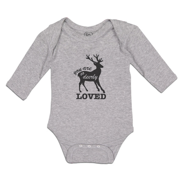 Long Sleeve Bodysuit Baby Deerly Loved Silhouette Deer View Mammal Cotton - Cute Rascals