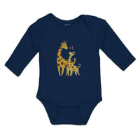 Long Sleeve Bodysuit Baby Giraffe's Love for Her Baby with Flowers on Their Ears - Cute Rascals