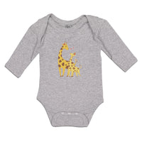 Long Sleeve Bodysuit Baby Giraffe's Love for Her Baby with Flowers on Their Ears - Cute Rascals