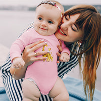 Long Sleeve Bodysuit Baby Giraffe's Love for Her Baby with Flowers on Their Ears - Cute Rascals