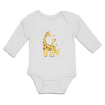 Long Sleeve Bodysuit Baby Giraffe's Love for Her Baby with Flowers on Their Ears - Cute Rascals