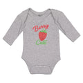 Long Sleeve Bodysuit Baby Cute Red Berry Strawberry with A Stem and Leaves