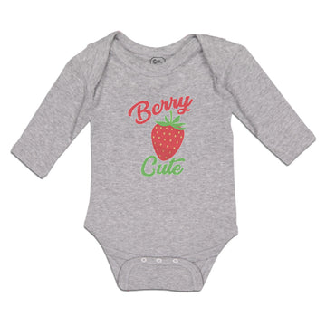 Long Sleeve Bodysuit Baby Cute Red Berry Strawberry with A Stem and Leaves