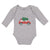 Long Sleeve Bodysuit Baby Red Car and Green Christmas Tree on Roof Cotton