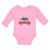 Long Sleeve Bodysuit Baby Red Car and Green Christmas Tree on Roof Cotton