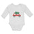 Long Sleeve Bodysuit Baby Red Car and Green Christmas Tree on Roof Cotton