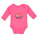 Long Sleeve Bodysuit Baby All Aboard The Love Children's Colourful Toy Train! - Cute Rascals