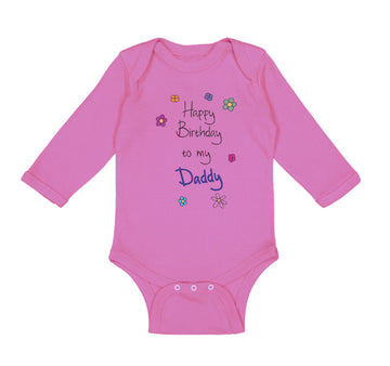 Long Sleeve Bodysuit Baby Flowers Happy Birthday to Daddy Father Dad Cotton