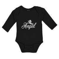 Long Sleeve Bodysuit Baby Silhouette of Flying Angel with Trumpet Cotton