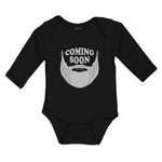 Long Sleeve Bodysuit Baby Coming Soon Hair and Beard, Hipster Character Cotton - Cute Rascals