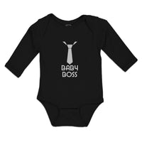 Long Sleeve Bodysuit Baby Baby Boss with Silhouette Neck Tie Boy & Girl Clothes - Cute Rascals