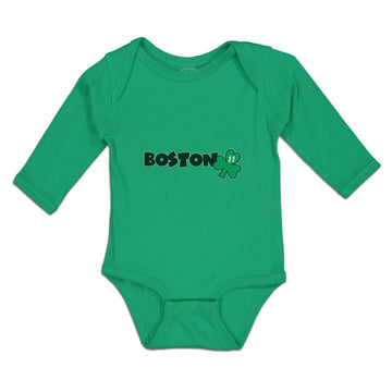 Long Sleeve Bodysuit Baby Grunge Clover Shamrock Leaf St. Patricks Cotton