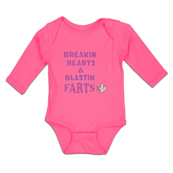 Long Sleeve Bodysuit Baby Breakin Hearts & Blastin Farts Blowing Wind Cotton - Cute Rascals