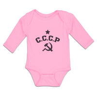 Long Sleeve Bodysuit Baby C.C.C.P Symbol Hammer Sickle and Silhouette Star - Cute Rascals