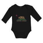 Long Sleeve Bodysuit Baby Flag of California Republic State of United States - Cute Rascals