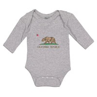 Long Sleeve Bodysuit Baby Flag of California Republic State of United States - Cute Rascals