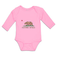 Long Sleeve Bodysuit Baby Flag of California Republic State of United States - Cute Rascals