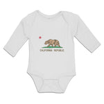 Long Sleeve Bodysuit Baby Flag of California Republic State of United States - Cute Rascals