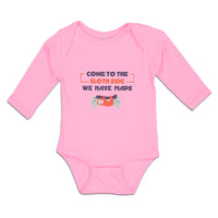 Long Sleeve Bodysuit Baby Come Sloth Side We Naps Pose Hanging Tree Cotton - Cute Rascals