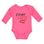 Long Sleeve Bodysuit Baby Warns Careful Bite Mouth, Lips Teeth Cotton