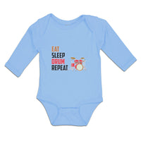 Long Sleeve Bodysuit Baby Eat Sleep Drum Repeat Musical Boy & Girl Clothes - Cute Rascals