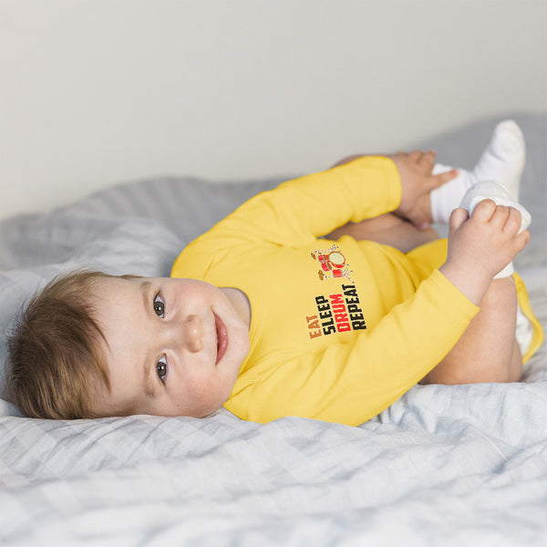 Long Sleeve Bodysuit Baby Eat Sleep Drum Repeat Musical Boy & Girl Clothes - Cute Rascals