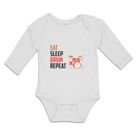 Long Sleeve Bodysuit Baby Eat Sleep Drum Repeat Musical Boy & Girl Clothes - Cute Rascals