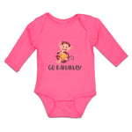 Long Sleeve Bodysuit Baby Go Bananas! An Happy Monkey Sitting and Eating Banana - Cute Rascals